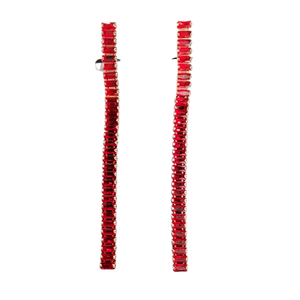 Red Crystal Dangle Earrings NWT - (#0041)